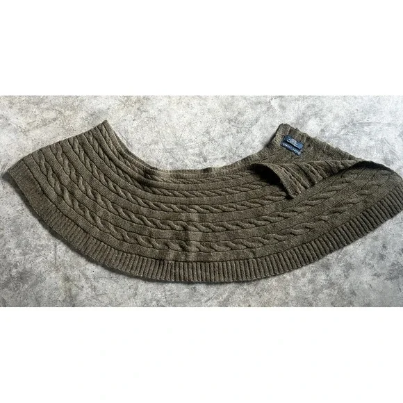 Polo Ralph Lauren Alpaca Wool Scarf Shawl Vintage Classic Ribbed Knit Army Green - Picture 3 of 7